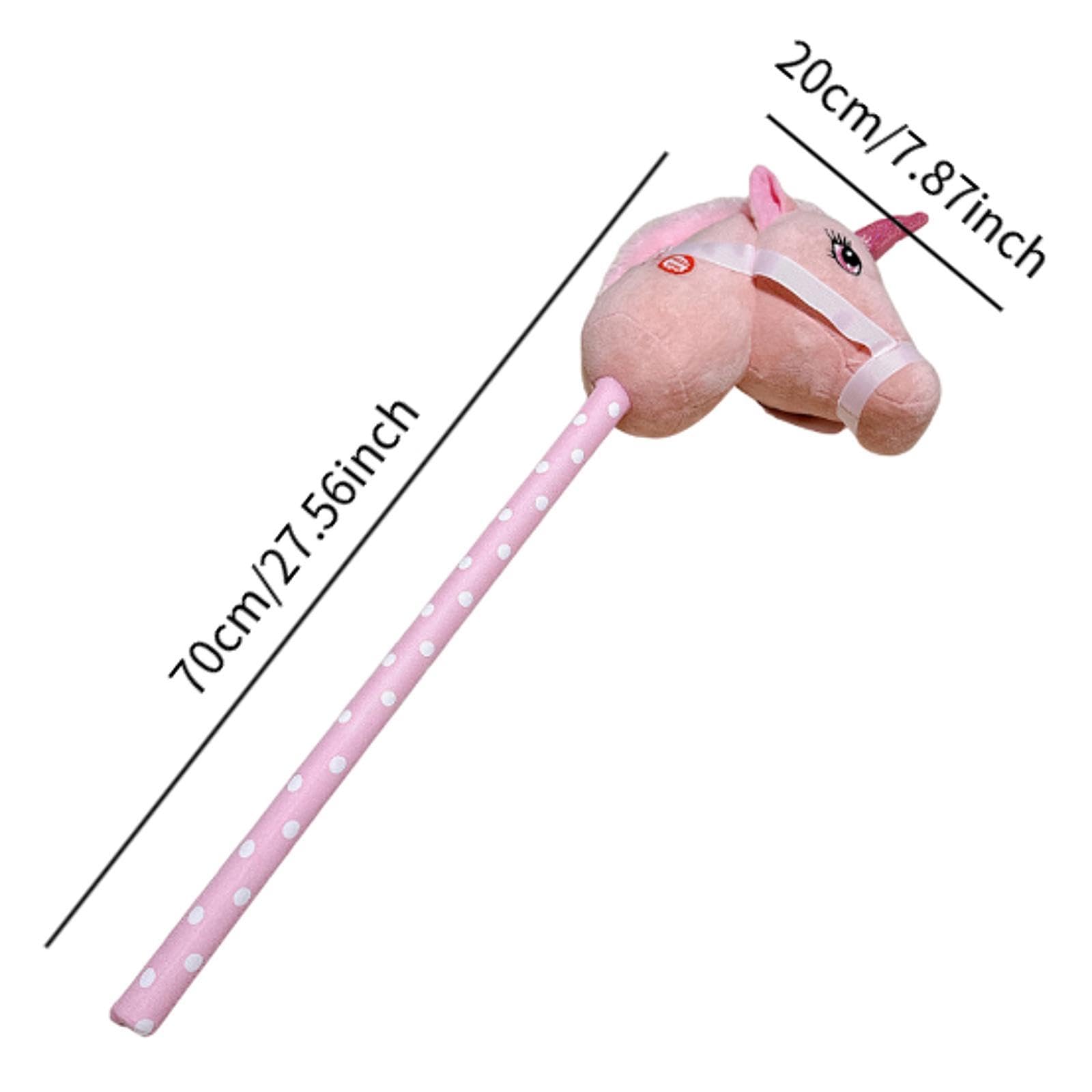 Hobby Horse Bastone Peluche Cavallo Testa Animale Morbida Giocattolo con Suoni Realistici per Bambini Adatto a Regalo Compleanno Casa, Rosa