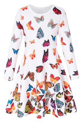 Dancinova Mädchenkleid Kleider für Mädchen Schmetterling Bunte Kinder...