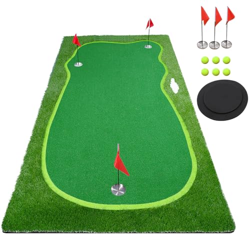 BOBURN Golf Putting Green/Mat-5x10FT Golf Training Mat- Professional Golf Practice Mat- Green Long...