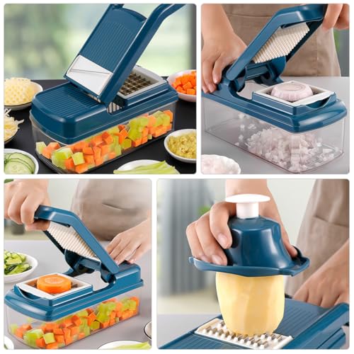 Cortadora y ralladora de cocina multifuncional azul miniatura 4