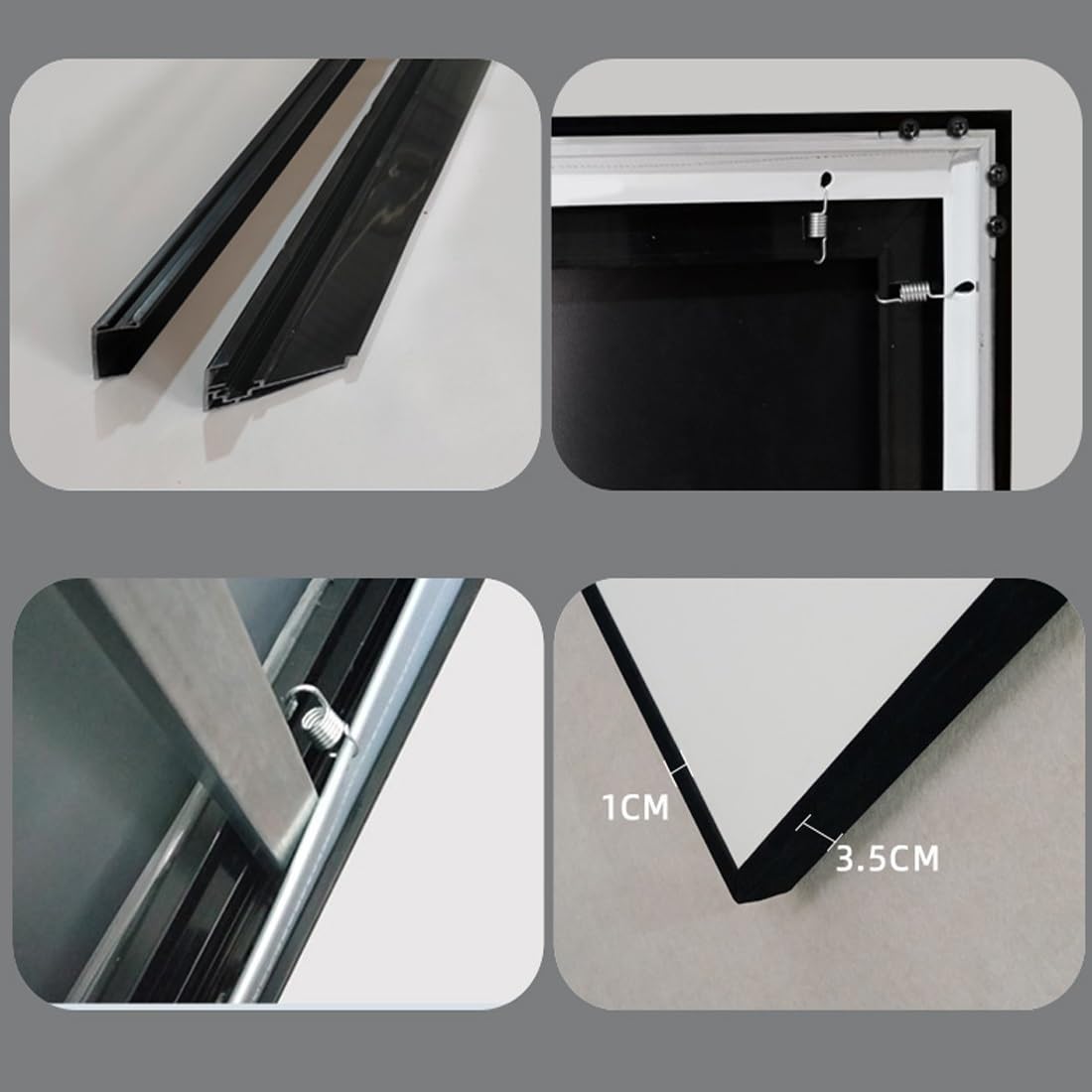 16:9 Rahmenleinwand Graues 80/90/100 Zoll, 4K/8K/3D Wandmontierte Projektionsleinwand mit Rahmen, Heimkino Beamerleinwand Kontrastreiche(60in 16:9)