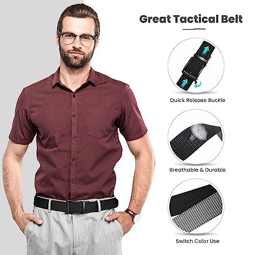 Mens Quick Release Ratchet Belts, Two-in-One Reversible Nylon Belt For Mens Casual & Sports Dress2
