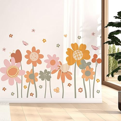 Vinilos decorativos florales boho 2 hojas removibles miniatura 1