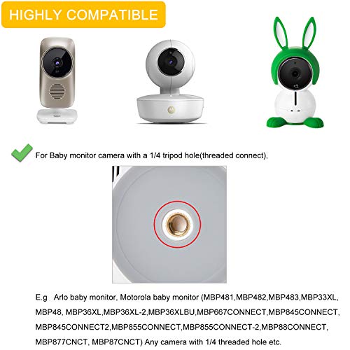 iTODOS Baby Monitor Mount Compatible with Nanit Pro Smart Baby Monitor & Flex Stand,Arlo,Versatile Twist Mount Without Tools or Wall Damage,Travel Baby Monitor Accessory-Gray