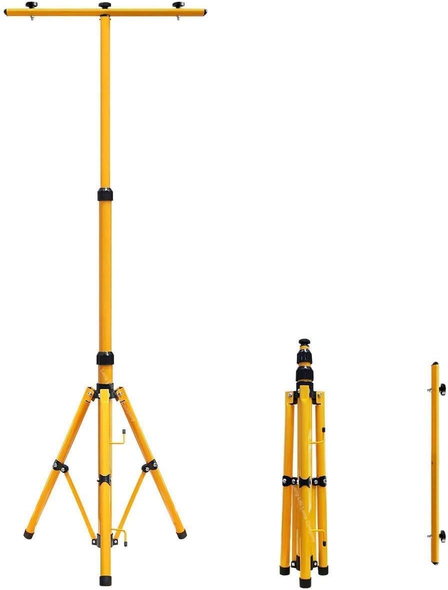 Hygrad Built To Survive Yellow Telescopic Stand For Construction Floodlights, Height-Adjustable Floodlight Tripod, Headlight Stand Construction Headlight Stand Headlight Stand