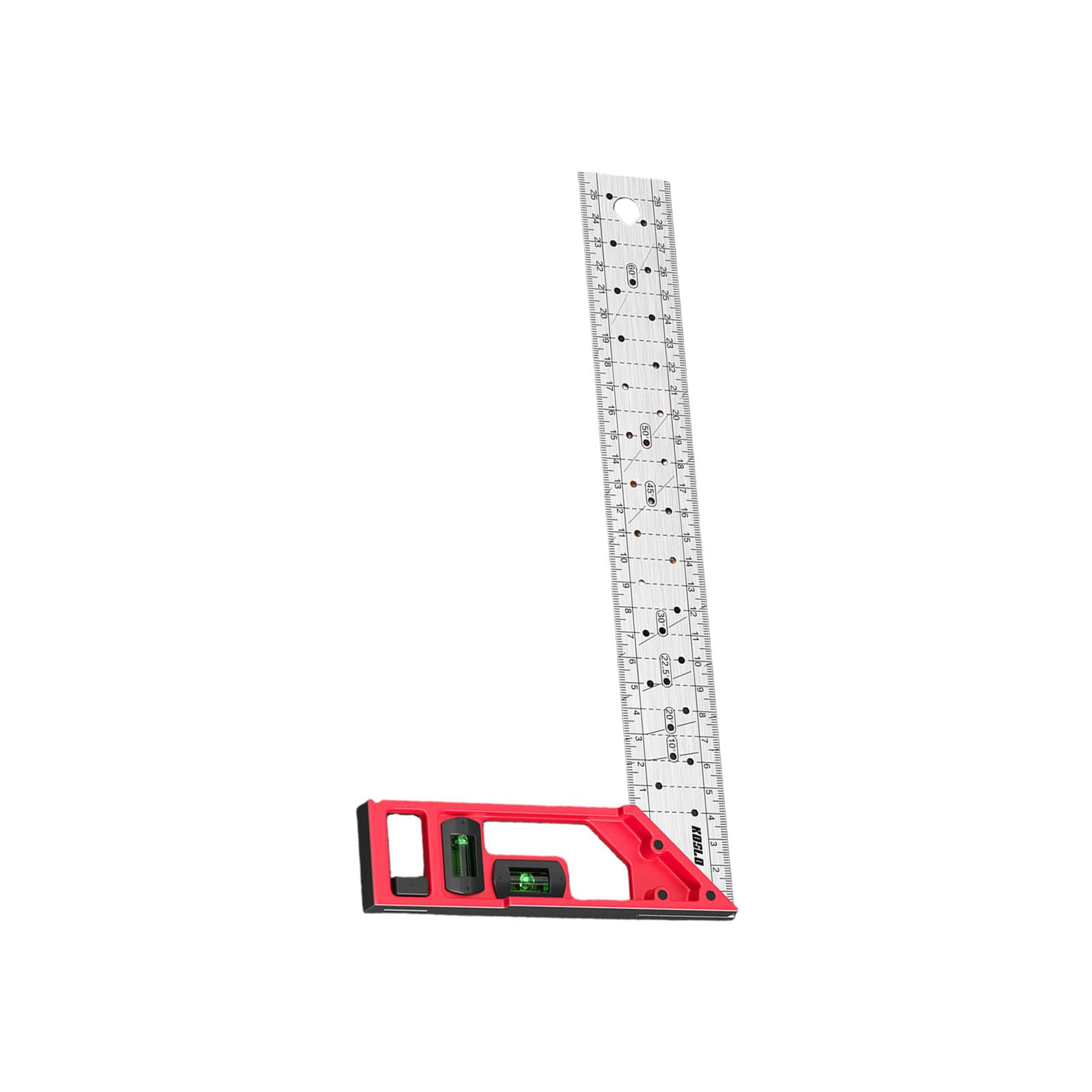 Fromceo Multifunctional Steel Right Angles Hole Marking Ruler With Bubble Levels T Square Ruler For Woodworking Measuring Steel Marking