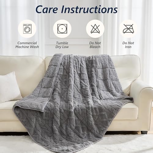 Image of Mr. Sandman Fleece Weighted Blanket for Adults Queen Size 15lbs, Heavy Throw Bed Blankets for Sleep and Calm, Soft Warm Sherpa Blanket for Winter, 60 x 80 Inches, Grey