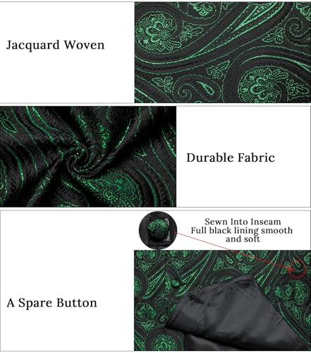 Image of DiBanGu Mens Vest and Tie Set Formal Paisley Waistcoat and Necktie Pocket Square Cufflinks Silk Suit Vest for Tuxedo Wedding