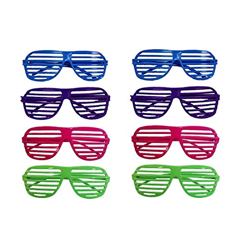 Dazzling Toys 80's 80's Slotted Toy Sunglasses Party Favors Costume - Pack of 12 - Assorted Colors (12)