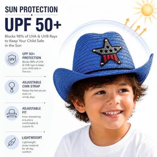 Image of VRITRAZ Kids Straw Hat for Baby Boys & Girls | Printed Summer Sun Hat, Woven Wide Brim Beach Cap, Lightweight Breathable Holiday Travel Picnic Outdoor Fancy Dress Fashion Hat for Children & Toddler
