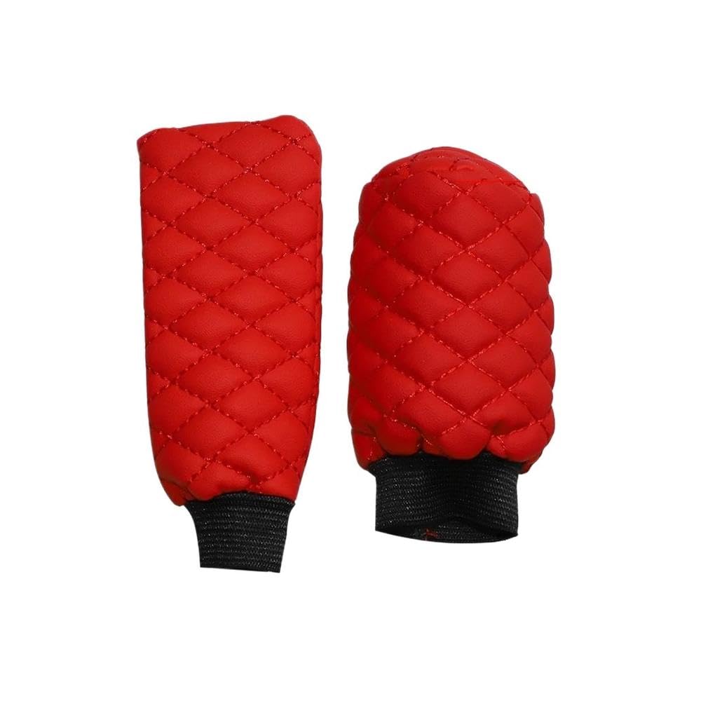 HYASDBWE 2 Pcs PU Leather Car Handbrake Cover Manual Gear Handle Set Automotive Supplies Car Accessories Gear Shifter Parts(Red)