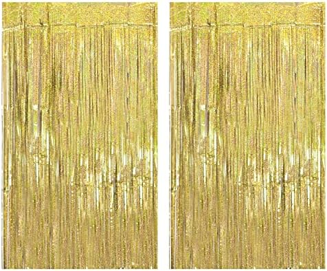 2 Rideaux Métallisés Verts - Déco Fête Tropicale - 78.8 X 39.4 Pouces - Feuille D'aluminium Brillante - Pour Portes, Murs, Fenêtres