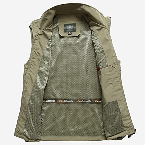 Flygo Men's Quick Drying Outdoor Sports Gilet Utility Pockets Lightweight Mountain Fishing Vest (Small, Khaki) #TOP2