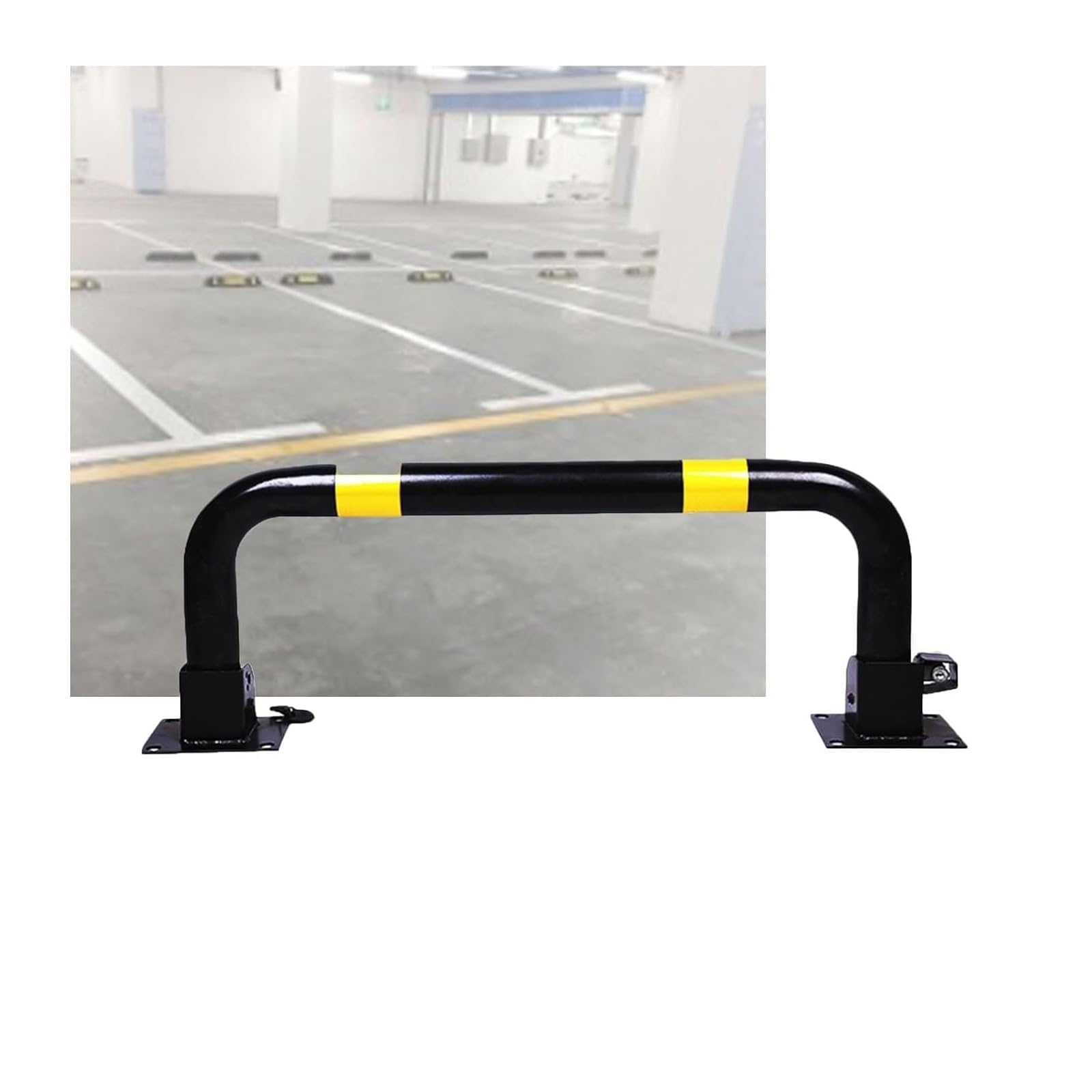 CWCQGH U Shape Security Bollards Parking Car Blocker & Isolation Posts For Driveway, Garage (Black)