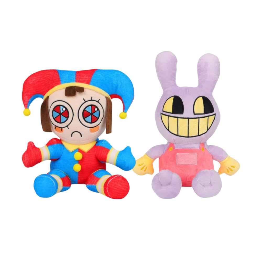 XIYUAN 2PCS Jax and Pomni Plush Doll Set, The Amazing Digital Circus Soft Stuffed Animals - Collectible Toys for Fans, Cartoon Character Gifts for Kids & Adults
