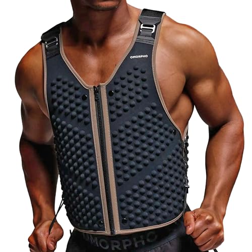 OMORPHO Mens 20 lb G-Vest Icon Bundle adjusts from 10 lb to 20 lb in increments with included G-Pack weight panels low-profile fully adjustable comfort fit. Great for walking hiking running and training. (Luxe S-M)