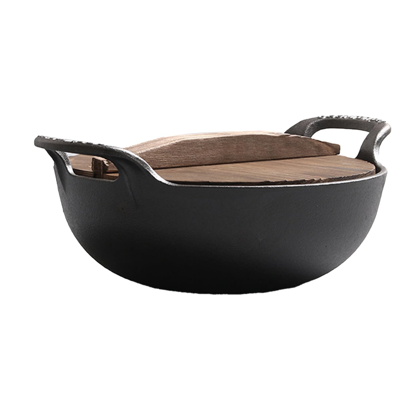Mingzhe Dual Handle Cast Iron Wok With Lid Anti Stick Design For