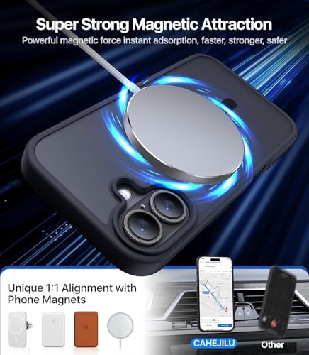 Image of MagPro case for Apple iPhone 16 v2 MagSafe Compatible Protective Cover with Strong Magnetic Adsorption, Shockproof Armor, Scratch Resistant Polycarbonate Hard Back | Translucent Matte Black