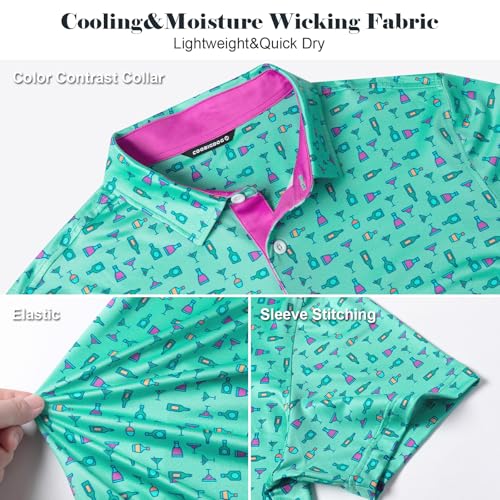 Golf Shirts for Men Dry Fit Funny Print Moisture Wicking Shirts Short Sleeve Quick Dry Collared Men's Polo Shirt4