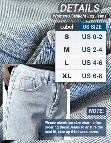 REFRASE LIFE Women’s High Waist Jeans Light Wash Straight Leg Relaxed Loose Fit Denim with Pockets3