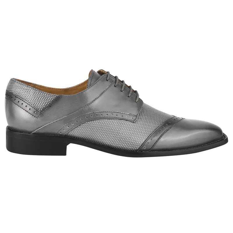 Image of LIBERTYZENO Mens Tread Design & Plain Genuine Leather Lace Up Oxford Dress Shoes for Easter Gift