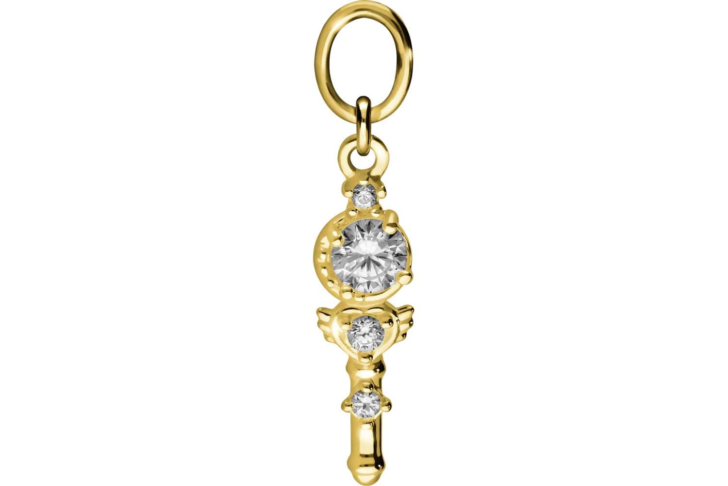 PIERCINGLINE 18 Karat Gold (750 er) Anhänger für Clicker Bauchnabelpiercing Creolen KRISTALLSTAB Piercing Gelbgold