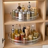AURALIN Lazy Susan Gramofon, gładki, obracający się o 360°, organizer kuchenny, obrotowy talerz na stół jadalny, spiżarnię, szafki i blat roboczy, łatwe czyszczenie (rozmiar M (zestaw 2-częściowy)