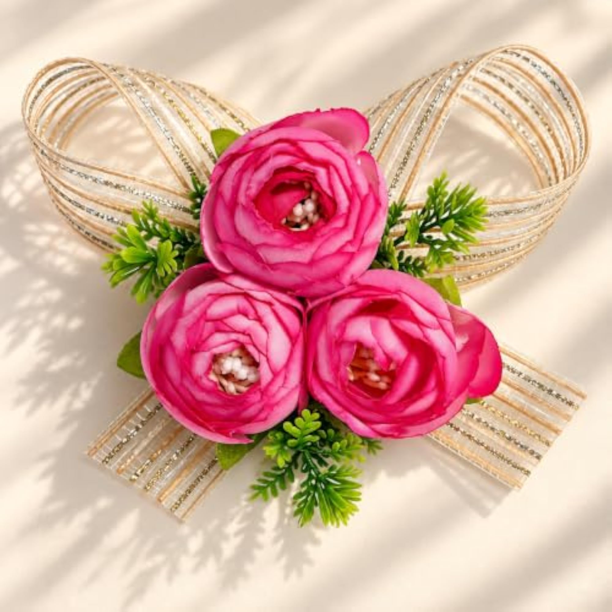 Artificial 3 Peonies Flower Bunch Pack of 6 for Gifting