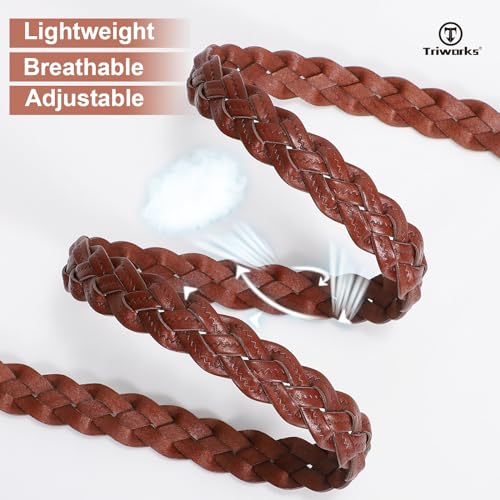 2 Pack Women's Skinny Braided Leather Belts Thin Woven Waist Belts for Jeans Pants Dresses4