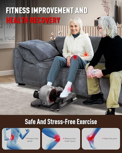 HARISON Under Desk Elliptical Machine for Seniors, Mini Elliptical with 12-Level Magnetic Resistance Adjustable, Bidirectional Motion, Pre-Assembled Low-Impact Leg Exerciser with Floor Mat - Image 3