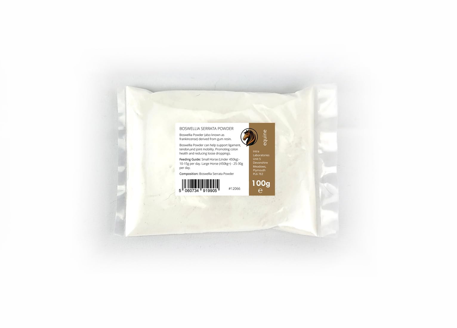 Intralabs Boswellia Serrata Powder 100g Bag | Complementary Feed Supplement for Horses & Ponies. Natural Pain Relief Frankincense Powder, Equine
