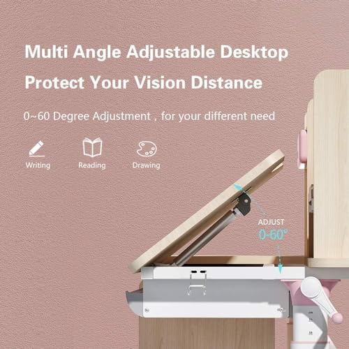 image for FCD Wood Adjustable Height Ergonomic Kids Study Desk Drafting Table Co