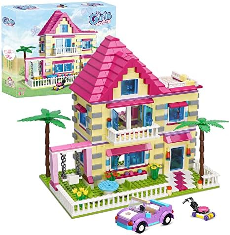 BRICK STORY Girls Friends House Building Kit, Big Villa Building Blocks City Family Beach House Model Toy Set Apartment Room Playset with 4 Mini People for Girls Kids Aged 8 and Up, 892 PCS