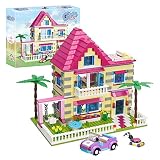 BRICK STORY Girls Friends House Building Kit, Big Villa Building Blocks City Family Beach House Mode