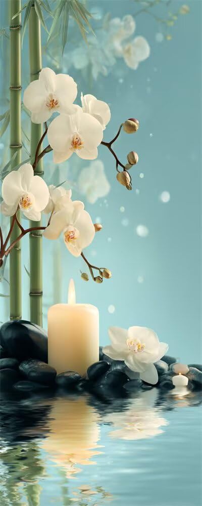 Flowers Diamond Art Kits Adults Large 5D Candle Pebbles Diamond Painting Kits, DIY Full Drill Crystal Art Craft Rhinestone Embroidery Cross Stitch for Adults 39.4x78.7 Inch/100x200 cm -LR1082