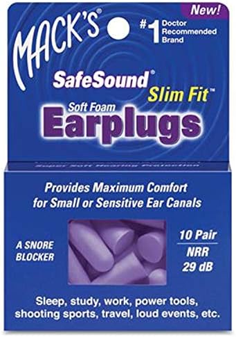 Mack's Slim Fit Soft Foam Earplugs, 10 Pair - Small Ear Plugs for Sleeping, Snoring, Traveling, Concerts, Shooting Sports & Power Tools | Made in USA