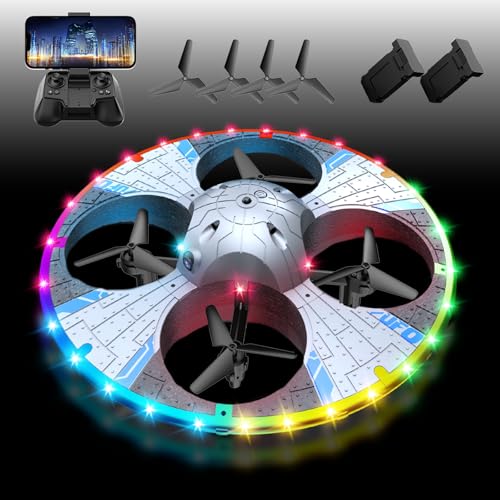 Charmofun RC UFO Drohne für Kinder und Anfänger, Mini Drohne mit Kamera und Bunten LED Lichtern, Kinder Quadrocopter Flugspielzeug mit 360° Flip-Funktion und Hindernisvermeidung, mit Zwei Akkus Charmofun RC UFO Drohne für Kinder und Anfänger, Mini Drohne mit Kamera und Bunten LED Lichtern, Kinder Quadrocopter Flugspielzeug mit 360° Flip-Funktion und Hindernisvermeidung, mit Zwei Akkus
