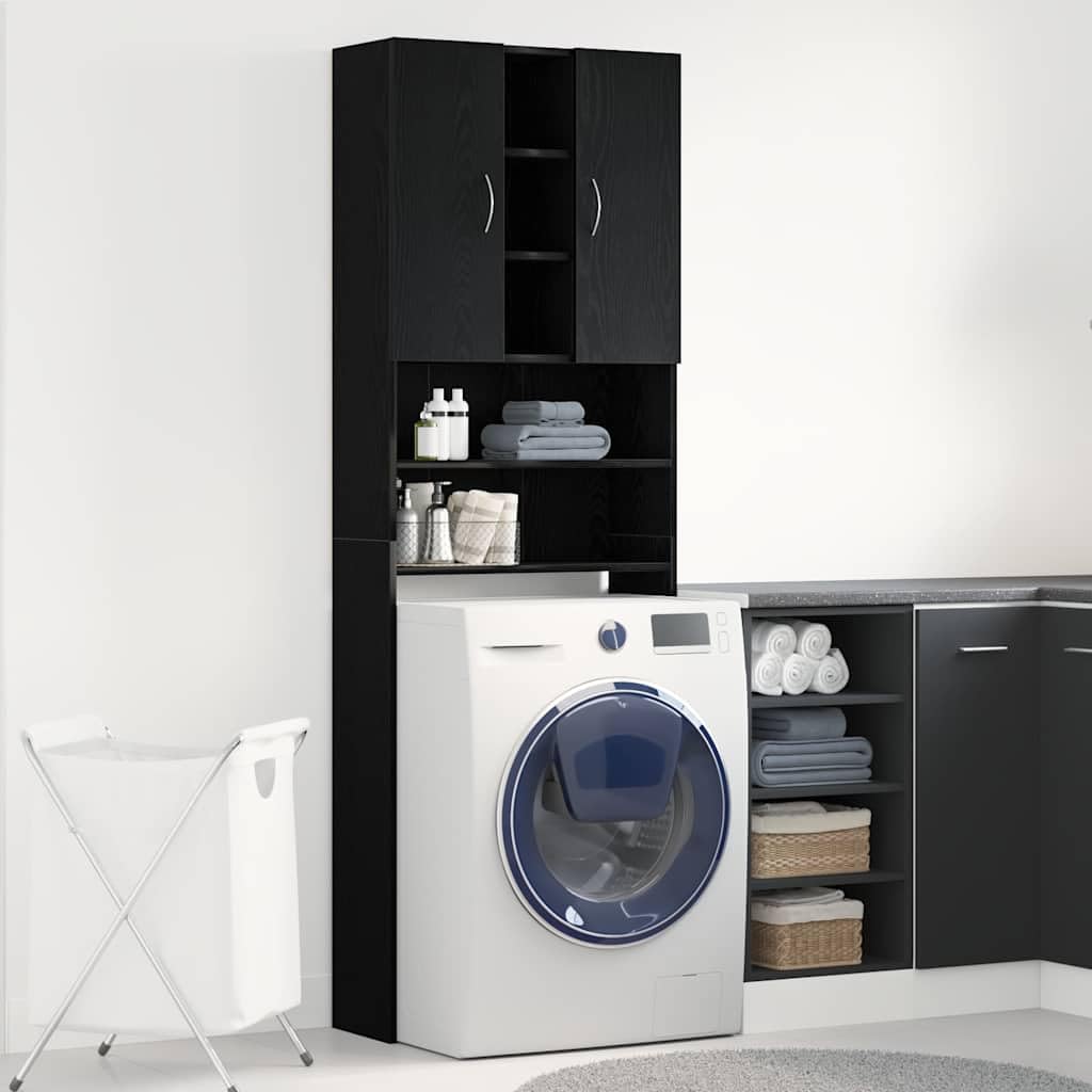 vidaXL Mobile per Lavatrice Rovere Nero 64x25,5x190 cm
