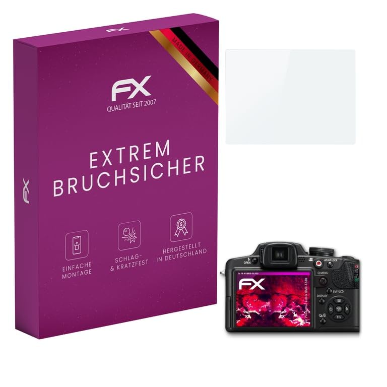 atFoliX Plastic Glass Protective Film compatible with Panasonic Lumix DMC-FZ38 Glass Protector, 9H Hybrid-Glass FX Screen Protector