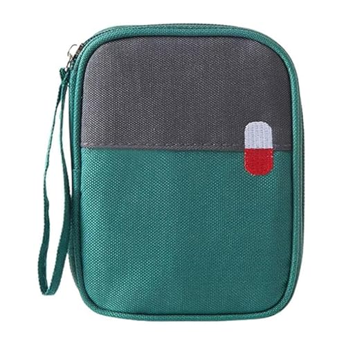 Image of ARURA (LABEL) Oxford Cloth Medicine Bags, Travel First Aid Box, Empty First Aid Kit Waterproof Medicine Storage Box, First Aid Pouch for Home, Office, Travel, Camping, Hiking (Small), Green
