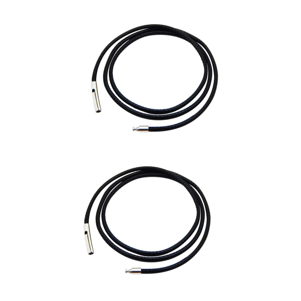 ARTIBETTER 2pcs Leather Necklace Ropes Closures Necklace Making Cord Tag Jewelry Lanyards Necklaces Bracelet Making Cord Necklace Cords with Clasp Black Stainless Steel
