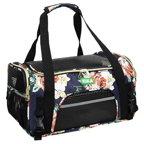 Image of KIKA Pets Goldfinch Cat Bag Carrier | Small Dog Puppy Bag Carrier | Airline Dimension Approved Akasa - Medium Size (18.5 x 12.5 x 9.9 inches), French Peony