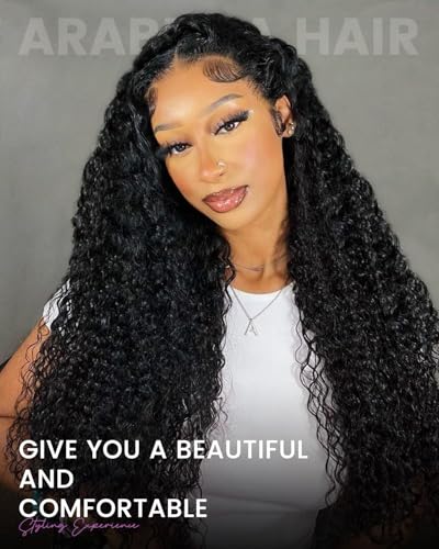 Image of Arabella 5x6 Wear and Go Glueless Wigs Human Hair Pre Cut Lace 210% Density Lace Front Wig Human Hair Real Pre Bleached Knots Upgraded Water Wave Curly Wig (26inch, 5X6 Water Wave Wig)