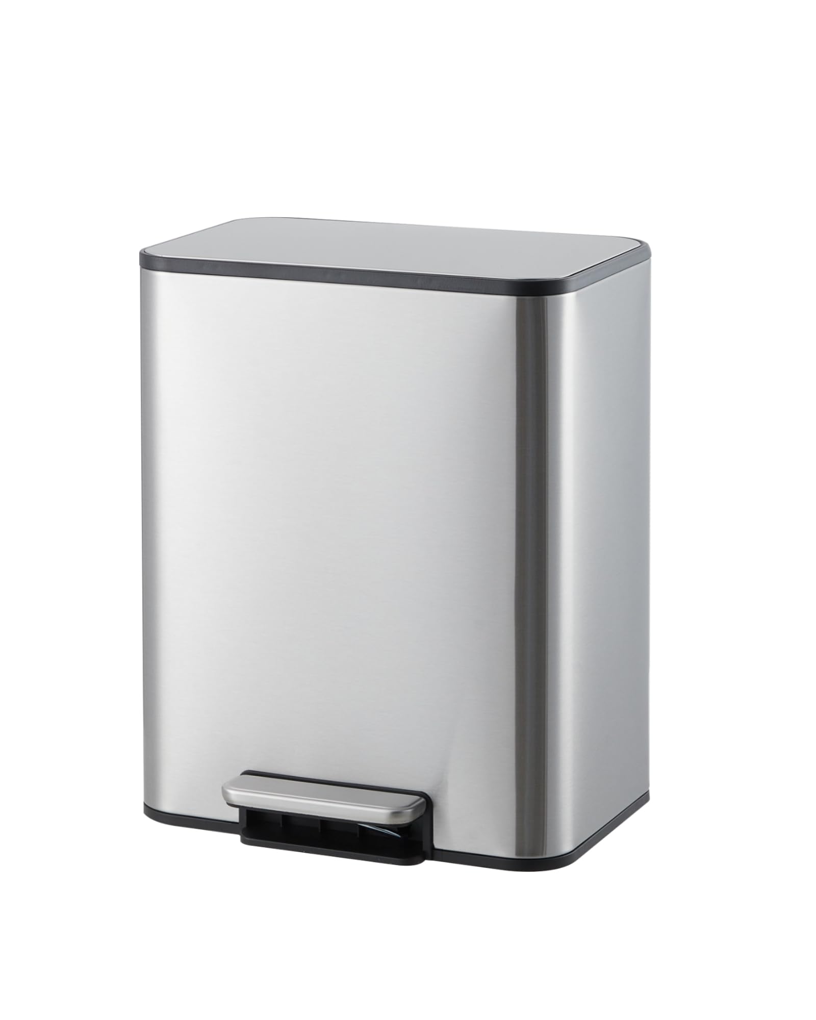 13L Edelstahl Mülleimer, Soft-Close Treteimer, Mülltrennung, Silber | Herausnehmbarer Inneneimer, Anti-Fingerabdruck, Platzsparend, Bad & Büro, Geruchsverschluss, Rutschfest, Robust