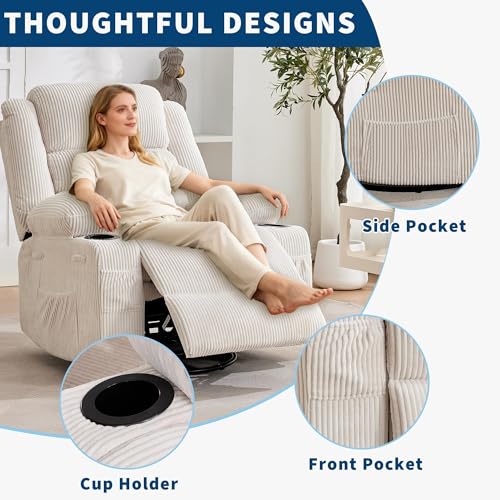 Image of Rocking Recliner Chair for Adults 360 Swivel Manual Recliner