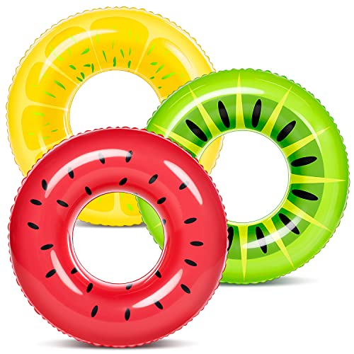 Joyin 3 Pack Inflatable Pool Floats For Kids Adults, Fruits Swim Tube Pool Rings Swimming Rings Floaties For Swimming Pool Party Decorations #TOP17