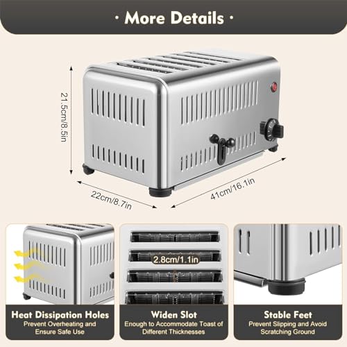 Kommerzieller Toaster mit breiten Backschlitzen – Brotmaschine aus Edelstahl mit Minuten-Timing – kommerzielle Brotbackmaschine
