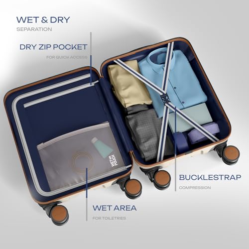 Image of Safari Thorium Royale 8 Wheels 55cm Cabin Trolley Bag Hard Case Carry-on Polycarbonate Luggage, TSA Lock, Wet Pouch Organized Interior, Suitcase for Travel, Trolley Bags for Travel, Vanilla Tan