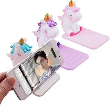 Amazon Cfgyframe 卓上 かわいい ユニコーン 電話スタンド スマホスタンド 携帯スタンド ３個セット 滑り止め 卓上置き簡単 プレゼント 3色 Cfgyframe 携帯電話 スマートフォンアクセサリ