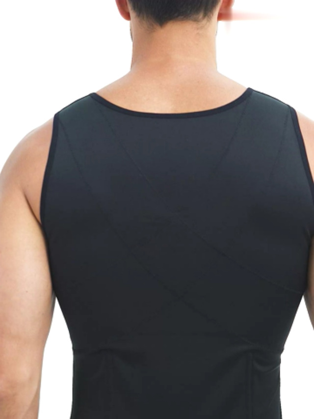 Oyolan Canottiera Dimagrante Uomo A Compressione – Intimo Modellante Per Palestra E Ginecomastia, Nero XL - 4